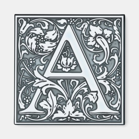 Aimant monogramme d'argent florissant - A (Devant)