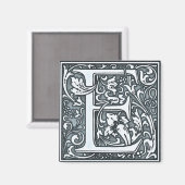 Aimant monogramme d'argent florissant - E (Recto/Verso)