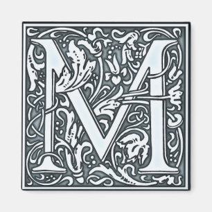 Aimant monogramme d'argent florissant - M