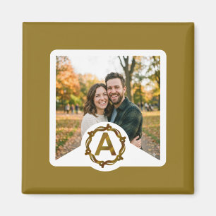 Aimant Monogramme d'Artisan Personnalisé A Cadre en Boi