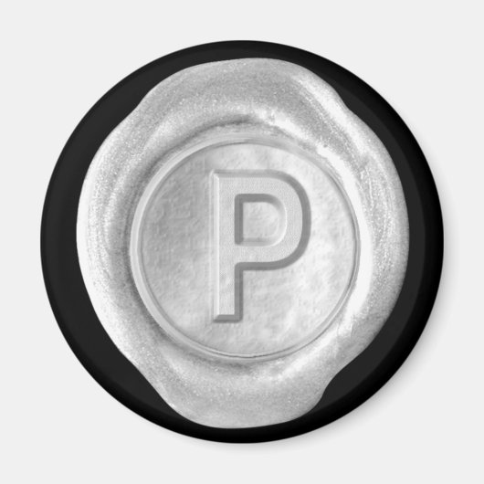 Aimant Monogramme de cire - Argent - Style gras - (Devant)
