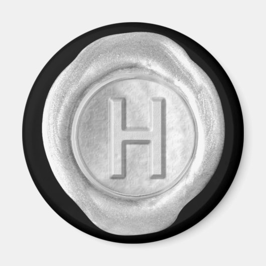 Aimant Monogramme de cire - Argent - Style gras - (Devant)