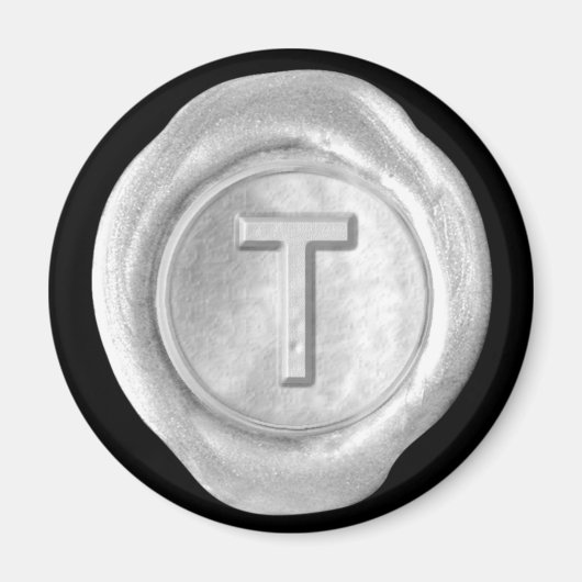 Aimant Monogramme de cire - Argent - Style gras - (Devant)