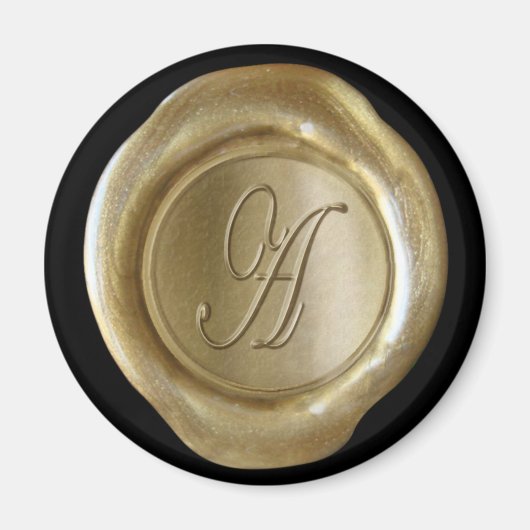 Aimant Monogramme de cire - Or - Style de script - (Devant)