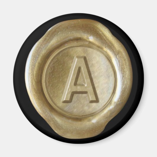 Aimant Monogramme de cire - Or - Style gras - (Devant)