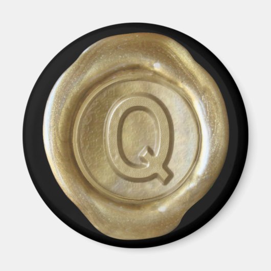 Aimant Monogramme de cire - Or - Style gras - (Devant)
