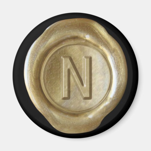 Aimant Monogramme de cire - Or - Style gras - (Devant)