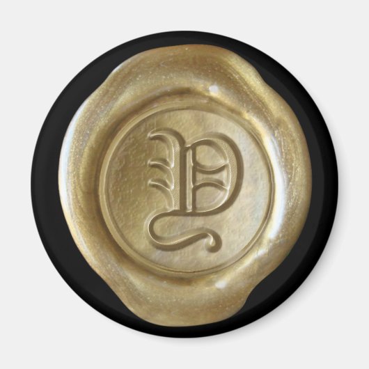 Aimant Monogramme de cire - Or - Vieux Anglais - (Devant)