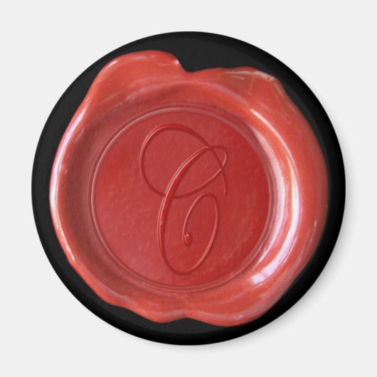 Aimant Monogramme de cire - Rouge - Style de scrip (Devant)