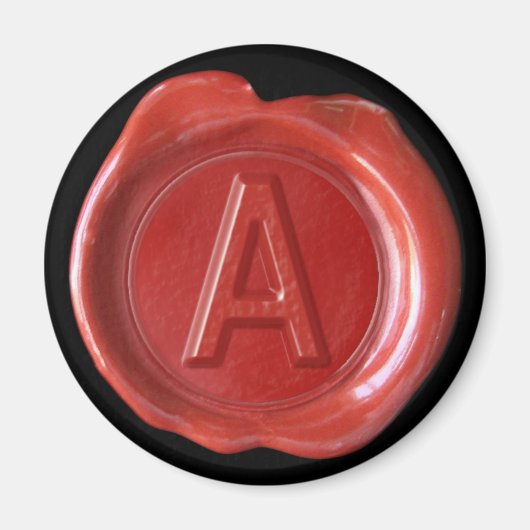 Aimant Monogramme de cire - Rouge - Style gras - (Devant)