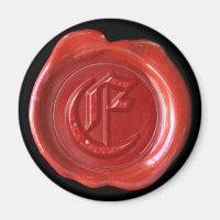 Aimant Monogramme de cire - Rouge - Vieux anglais 