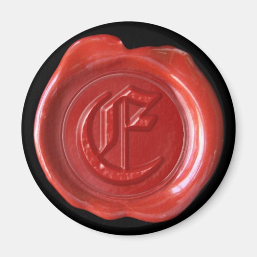 Aimant Monogramme de cire - Rouge - Vieux anglais (Devant)