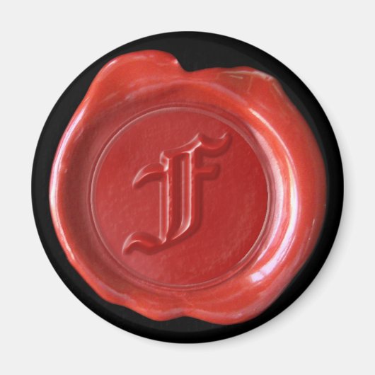 Aimant Monogramme de cire - Rouge - Vieux anglais (Devant)