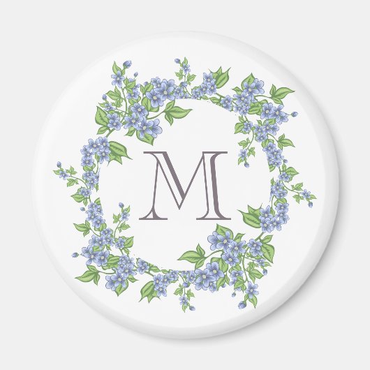 Aimant Monogramme de couronne florale (Devant)