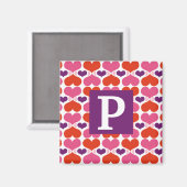 Aimant Monogramme de courtepointe Valentine Hearts (Recto/Verso)