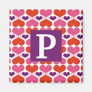 Aimant Monogramme de courtepointe Valentine Hearts