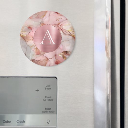 Aimant Monogramme de Feuilles d'or rose pâle (In situ (réfrigérateur))