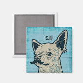 Aimant Monogramme de graffiti Mustache Chihuahua (Recto/Verso)