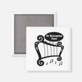 Aimant Monogramme de harpe noire et blanche (Recto/Verso)