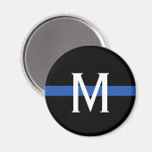 Aimant Monogramme de la ligne bleue mince de la police (Recto/Verso)