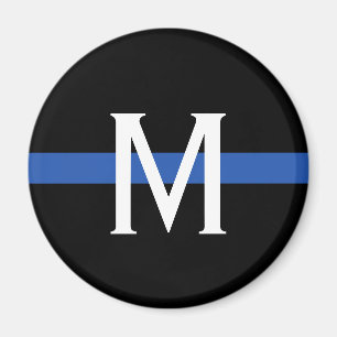 Aimant Monogramme de la ligne bleue mince de la police