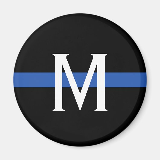 Aimant Monogramme de la ligne bleue mince de la police (Devant)