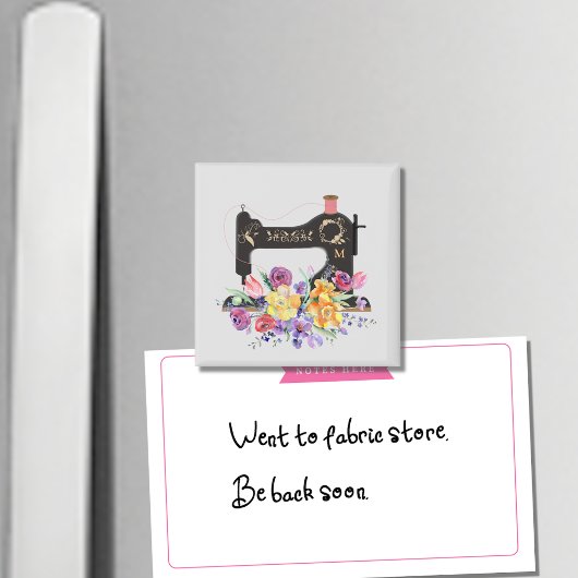 Aimant Monogramme de la machine à coudre Vintage florale