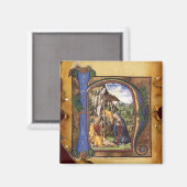 AIMANT MONOGRAMME DE LA NATIVITÉ PARCHEMENT DE NOËL (Recto/Verso)