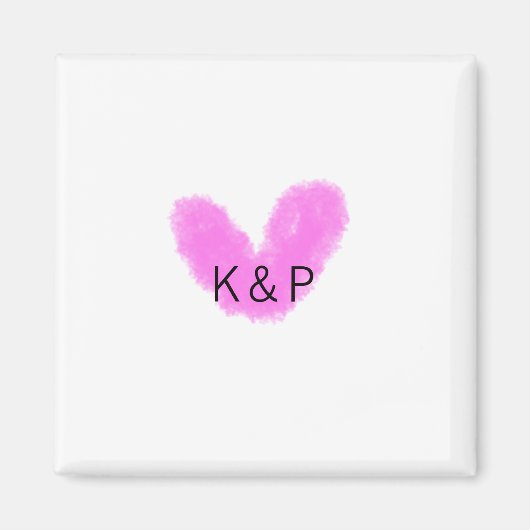 Aimant Monogramme de lettre de nom de couple de mariage à (Devant)