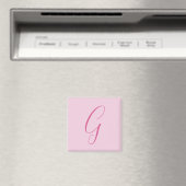 Aimant Monogramme de lettre initiale rose clair chic uni (In Situ (Lave-vaisselle))