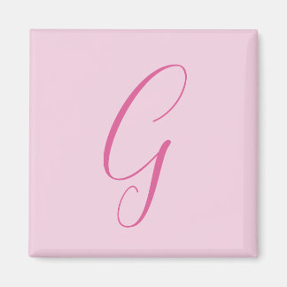 Aimant Monogramme de lettre initiale rose clair chic uni