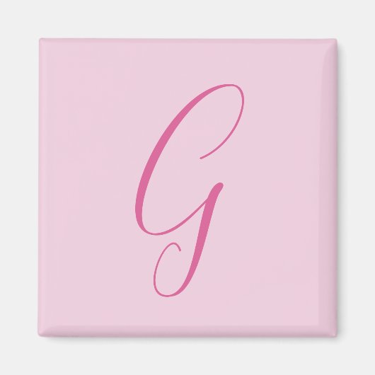 Aimant Monogramme de lettre initiale rose clair chic uni (Devant)