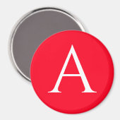 Aimant Monogramme de lettre initiale rouge blanc simple (Recto/Verso)