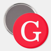 Aimant Monogramme de lettre initiale rouge blanc simple (Recto/Verso)