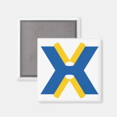 Aimant Monogramme de lettre X bleu et jaune (Recto/Verso)