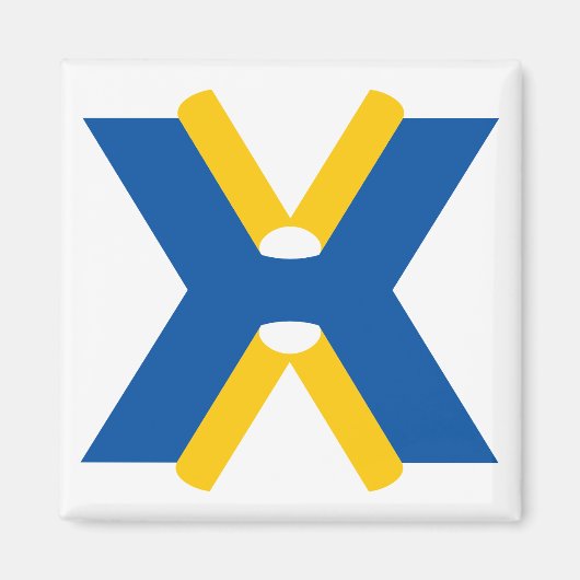 Aimant Monogramme de lettre X bleu et jaune (Devant)