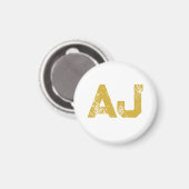 Aimant Monogramme de Lettres Initiales Couleur Or Simple (Recto/Verso)