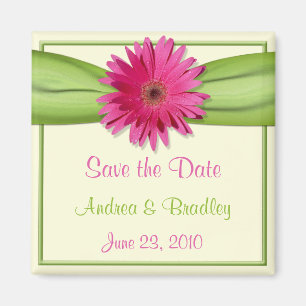 Aimant monogramme de marguerite rose personnalisab