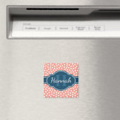 Aimant Monogramme de marine Motif rose blanc pointillé (In Situ (Lave-vaisselle))