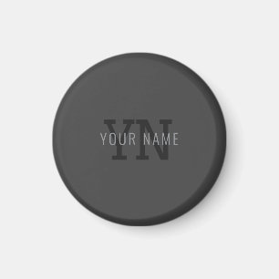 Aimant Monogramme de nom (ou autre texte) gris foncé mode