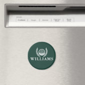 Aimant Monogramme de nom personnalisé Vert émeraude class (In Situ (Lave-vaisselle))