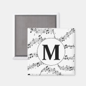 Aimant Monogramme de note de musique noire et blanche (Recto/Verso)