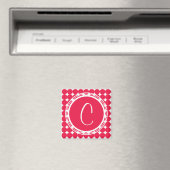 Aimant Monogramme de point de polka rouge (In Situ (Lave-vaisselle))