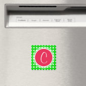 Aimant Monogramme de point de polka rouge et vert (In Situ (Lave-vaisselle))
