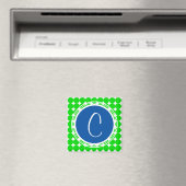 Aimant Monogramme de point Polka bleu et vert (In Situ (Lave-vaisselle))