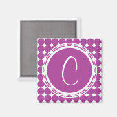 Aimant Monogramme de point Polka violet (Recto/Verso)