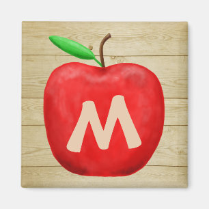 Aimant Monogramme de pomme rouge