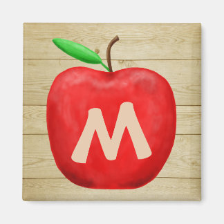 Aimant Monogramme de pomme rouge