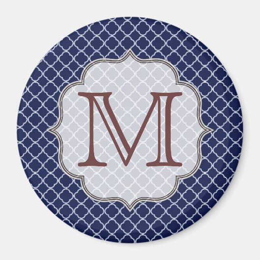 Aimant Monogramme de quarterfoil bleu marine (Devant)