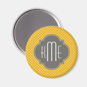 Aimant Monogramme de Quatrefoil Blanc Jaune Pois (Recto/Verso)